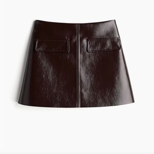 Limited Addition burgundy Coated mini skirt H&M XS NWT